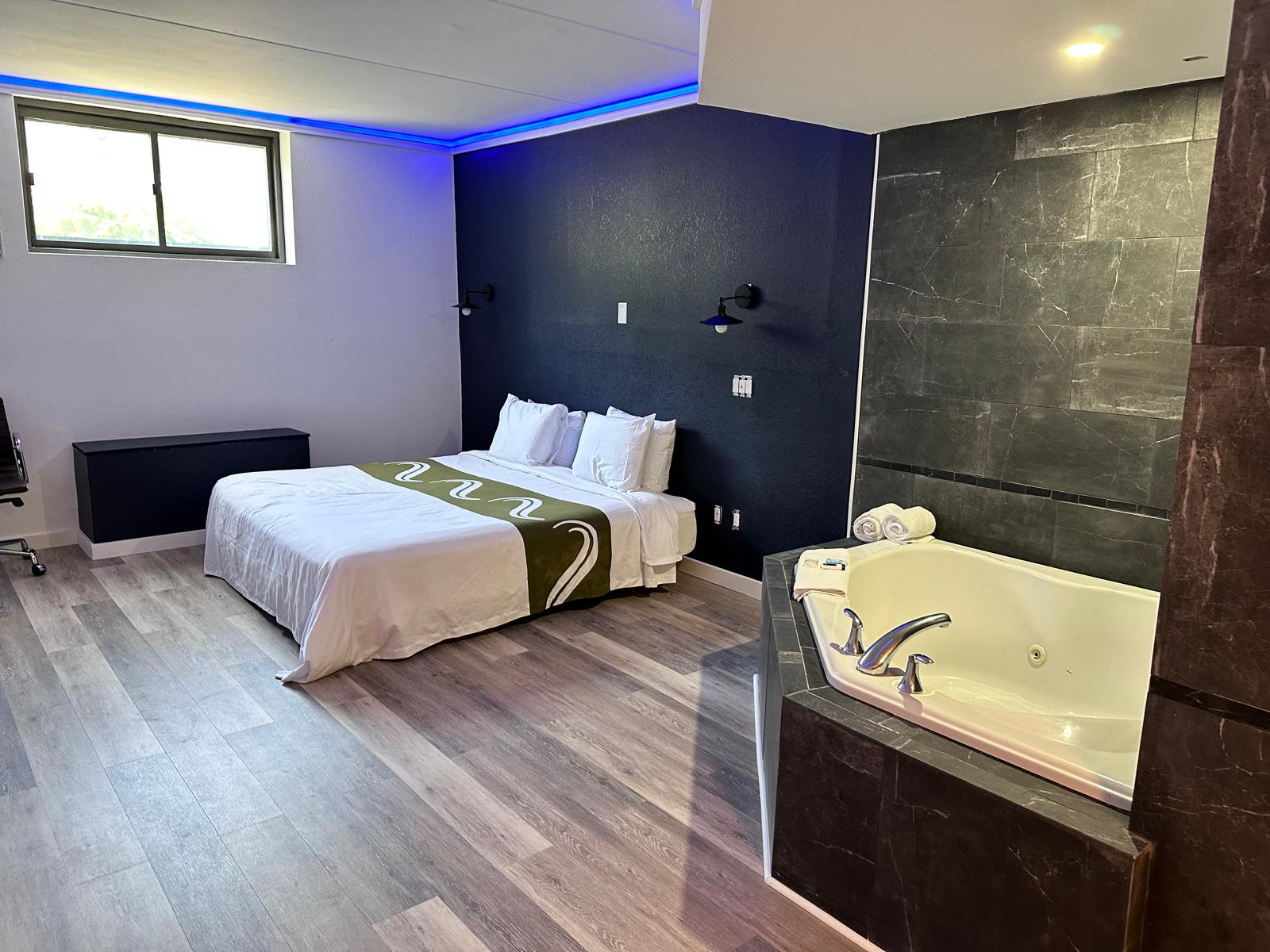 Hotel room with an in-room whirlpool